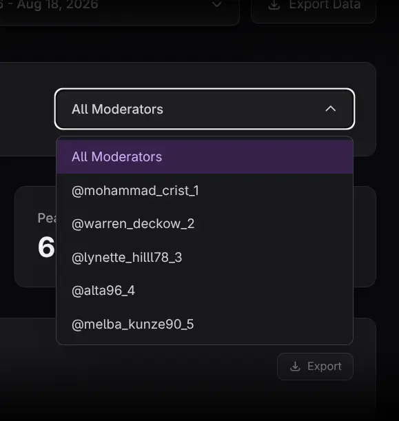 Select Moderator dropdown